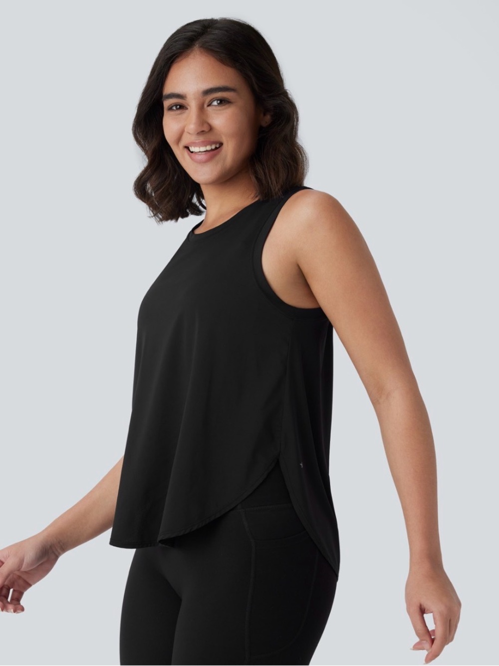 Halara Round Neck Sleeveless Curved Hem Yoga Sports Top
